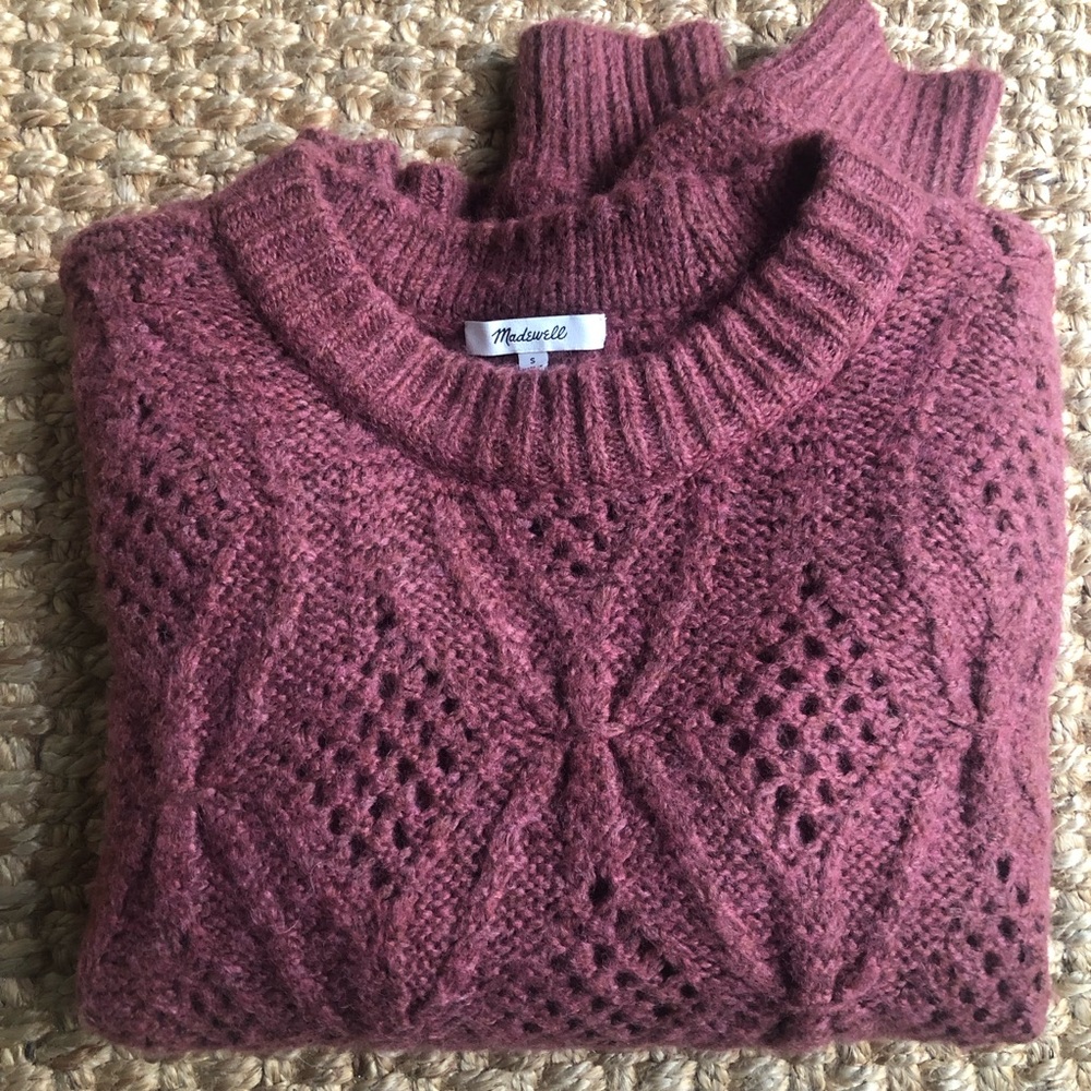 New: Madewell Cayden Pointelle Balloon-Sleeve Pullover Sweater. Size Small